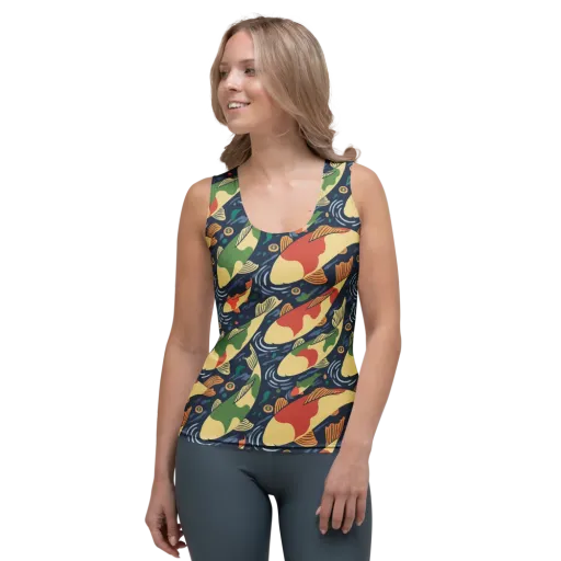 Carp in Motion on a Women's Tank Top
