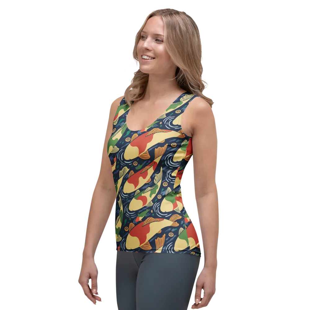 Carp in Motion on Women's Tank Top — Left Front