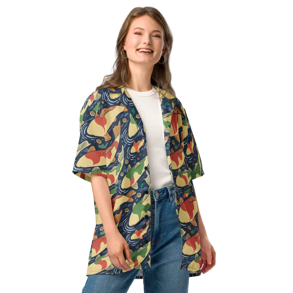 Carp in Motion on Button Shirt — Front