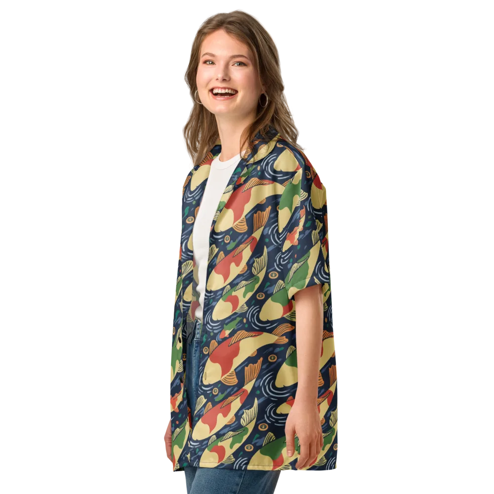 Carp in Motion on Button Shirt — Left Front