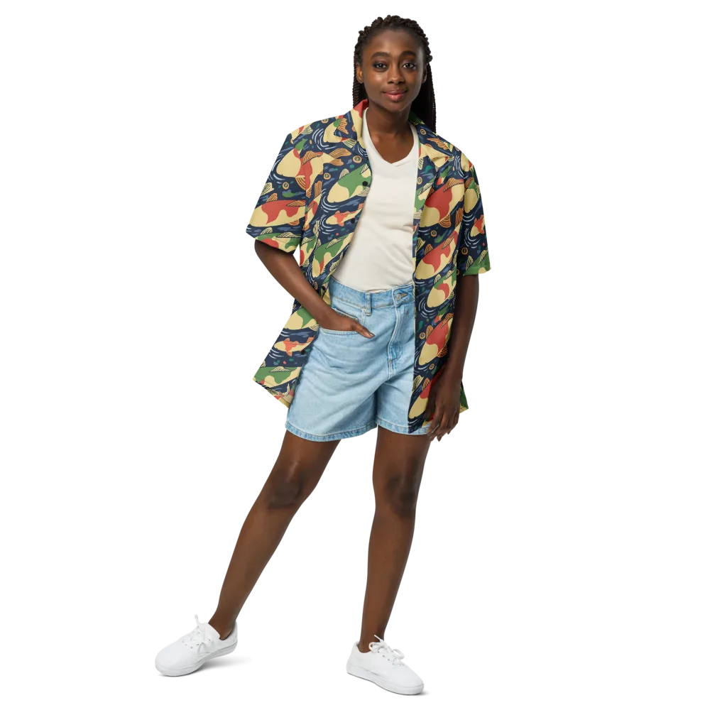 Carp in Motion on Button Shirt — Front