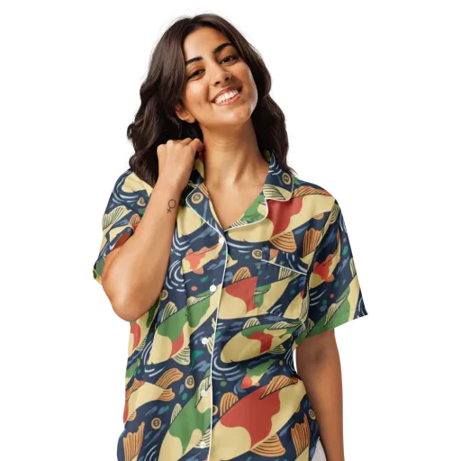 Carp in Motion on a Women's Short Sleeve Pajama Top