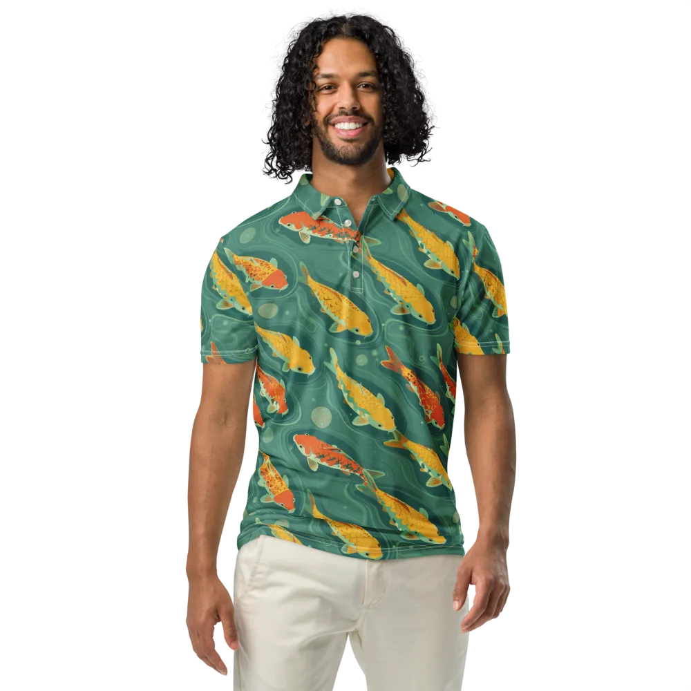 Jade Pond on Men's Slim Fit Polo Shirt — Front