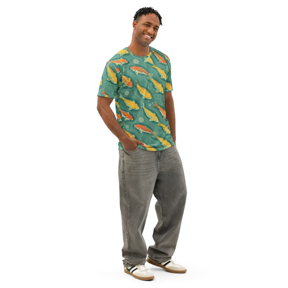 Jade Pond on Men's Cotton Crew Neck T-Shirt — Right Front