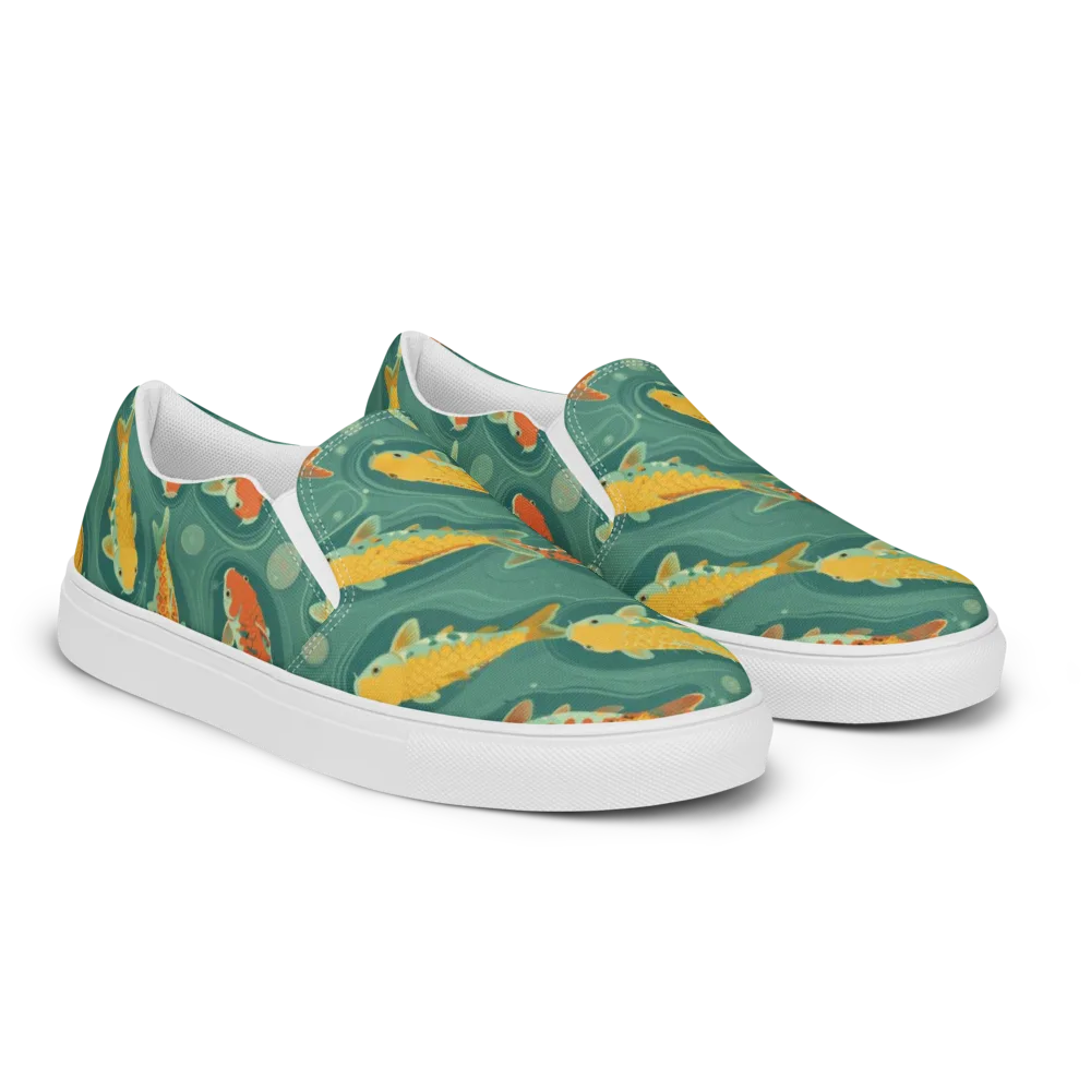 Jade Pond on Men's Slip-On Canvas Shoes — Right Front