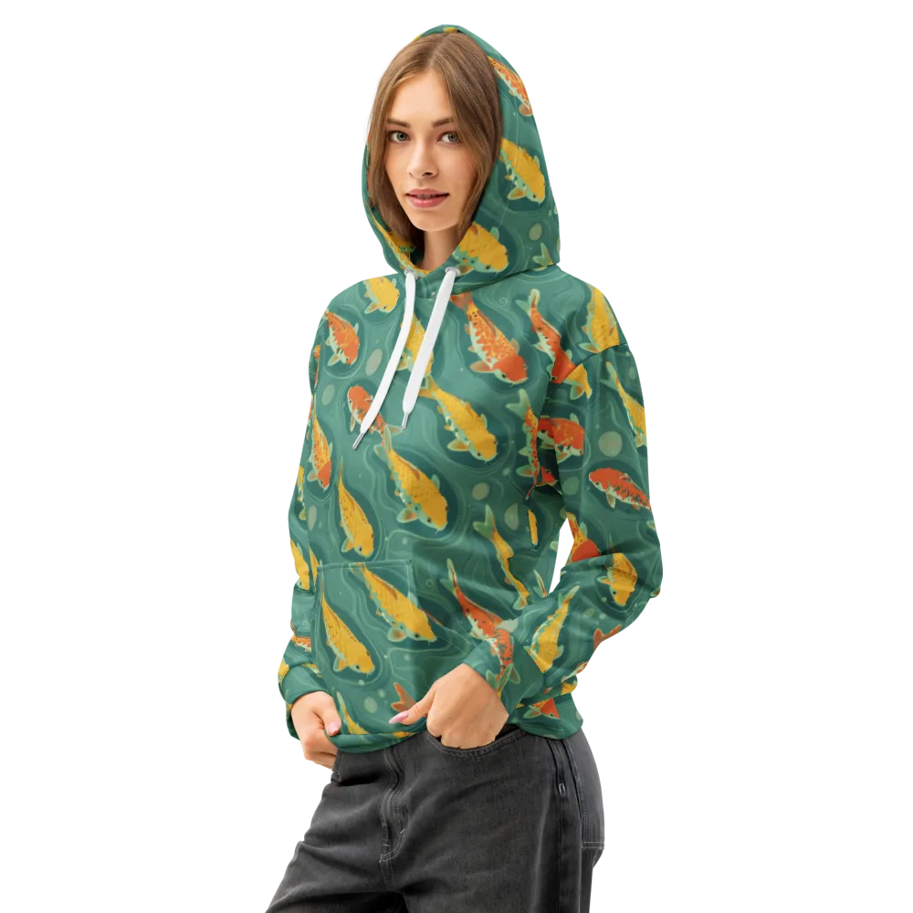 Jade Pond on Cotton Hoodie — Left Front