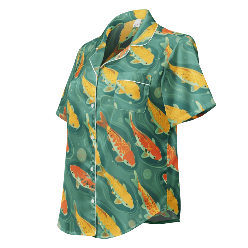 Jade Pond on Women's Short Sleeve Pajama Top — Left Front