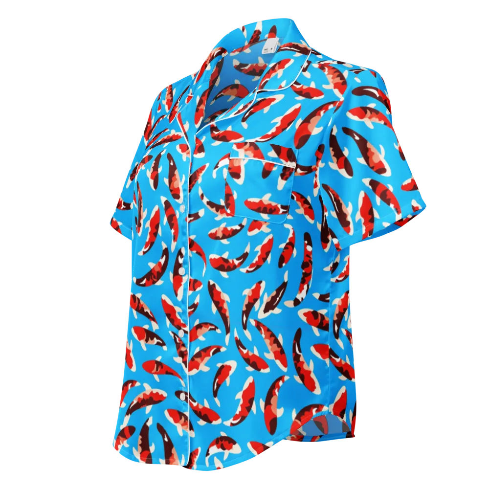 Crimson Shoal on Women's Short Sleeve Pajama Top — Left Front