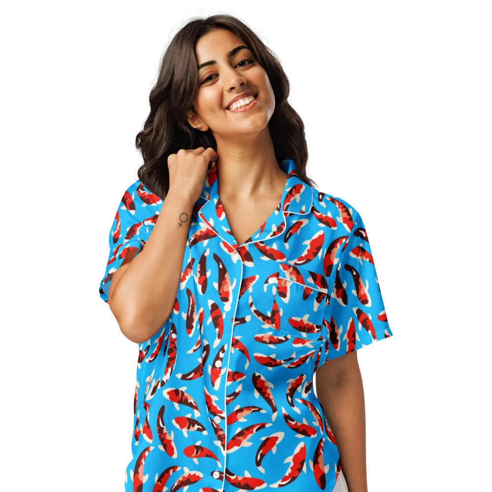 Crimson Shoal on Women's Short Sleeve Pajama Top — Front