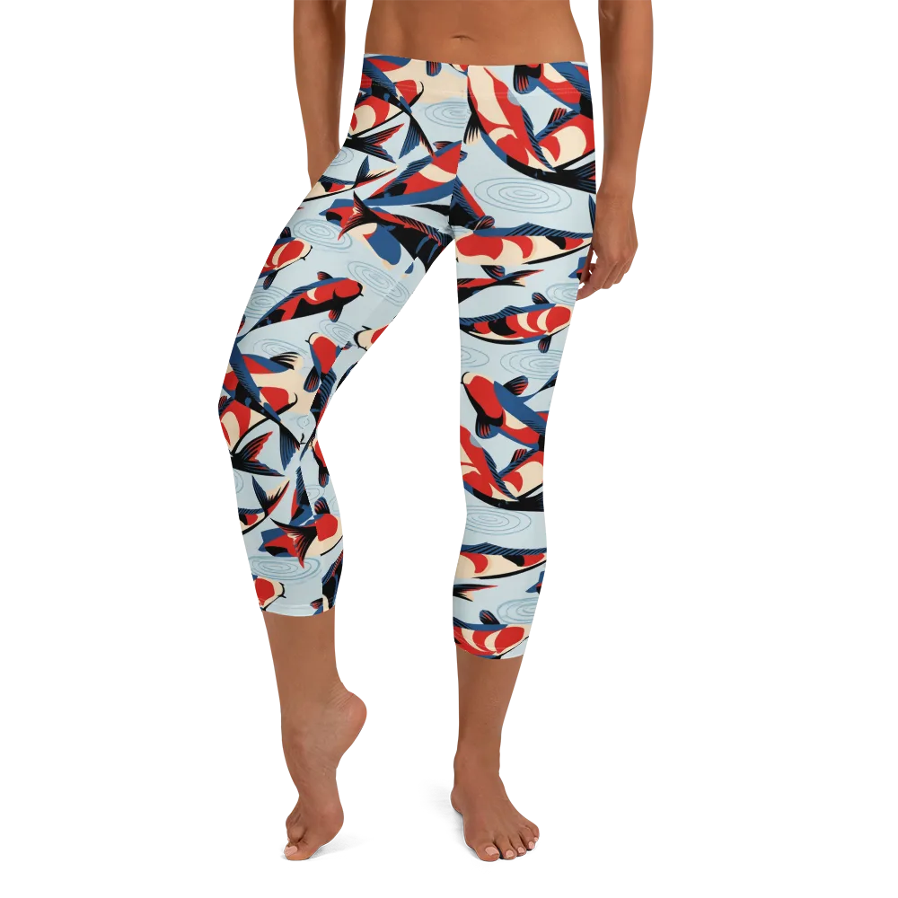 Ripple Parade on Capri Leggings — Front