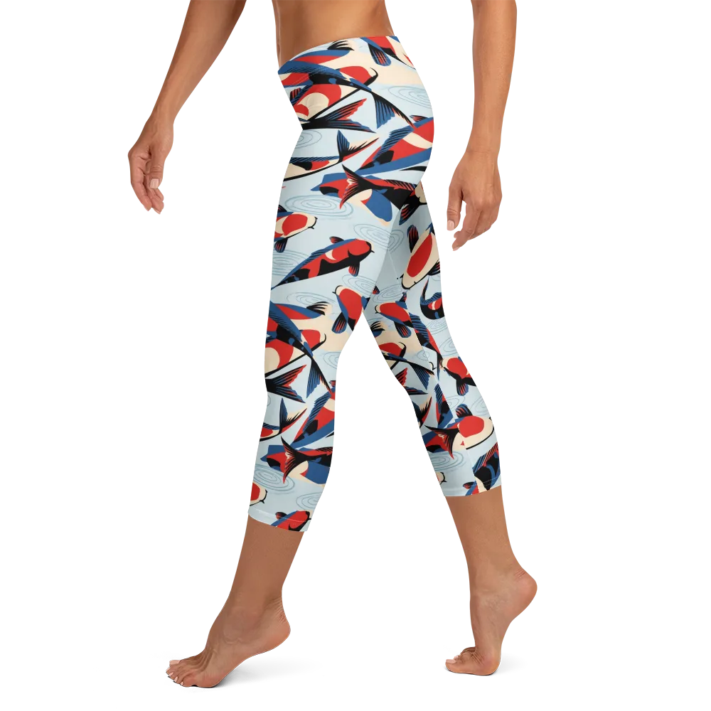 Ripple Parade on Capri Leggings — Left