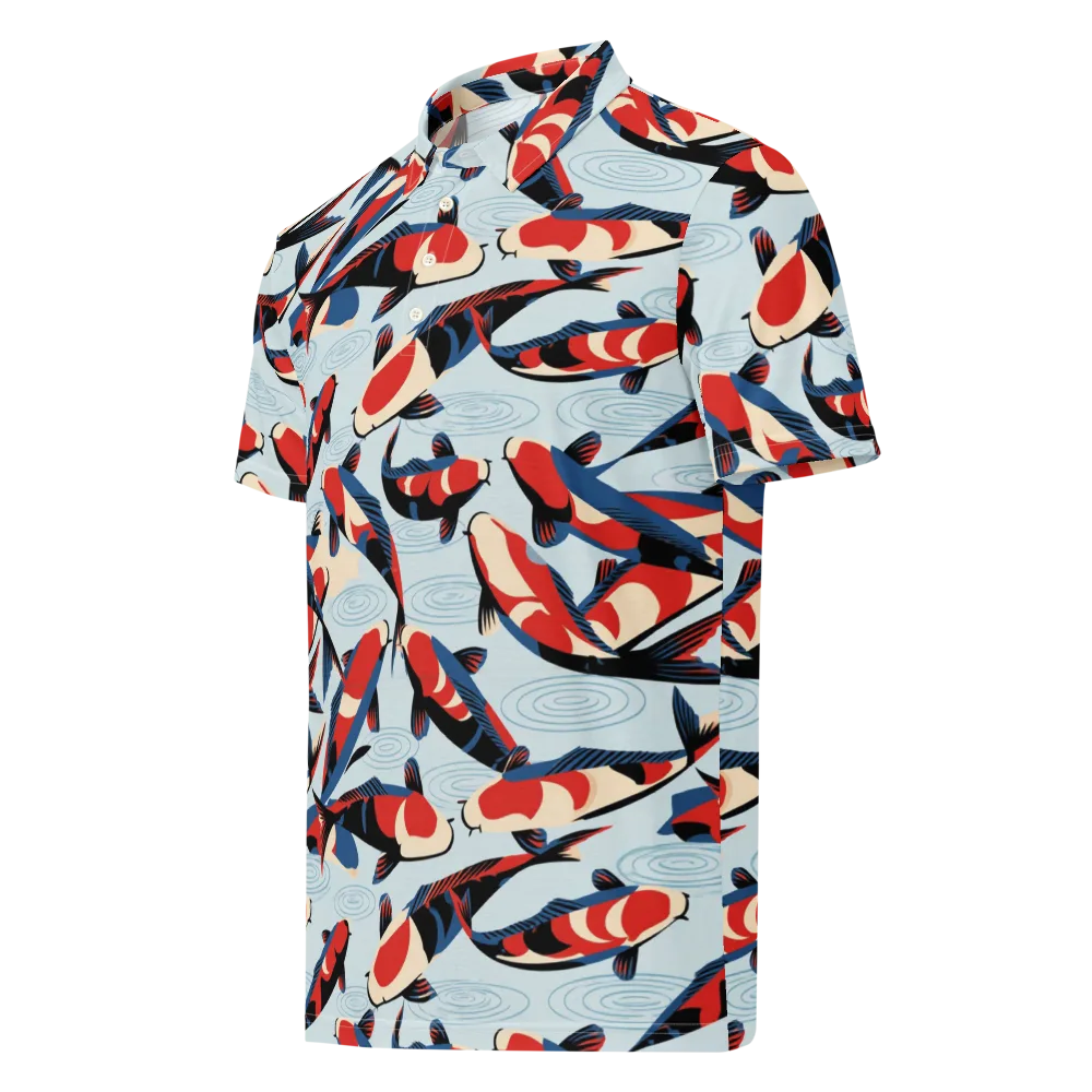 Ripple Parade on Men's Slim Fit Polo Shirt — Left Front