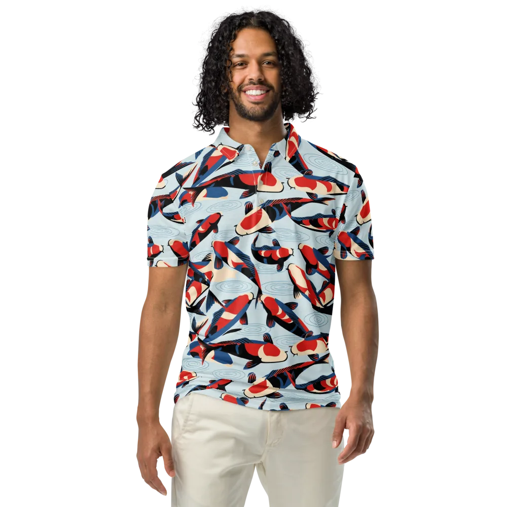 Ripple Parade on Men's Slim Fit Polo Shirt — Front
