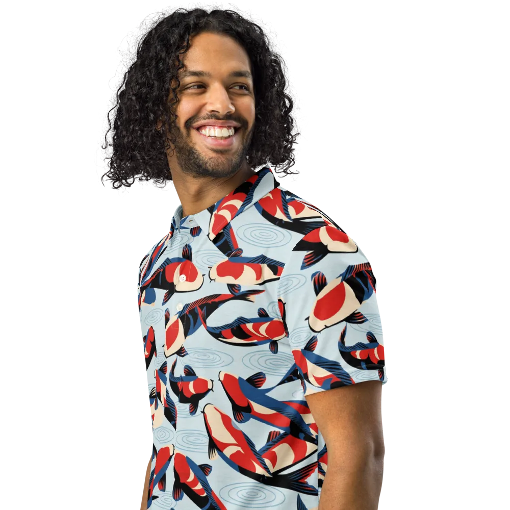 Ripple Parade on Men's Slim Fit Polo Shirt — Left Front