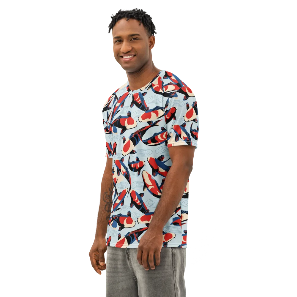 Ripple Parade on Men's Cotton Crew Neck T-Shirt — Left Front