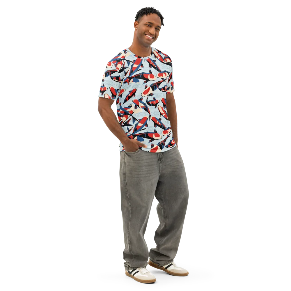 Ripple Parade on Men's Cotton Crew Neck T-Shirt — Right Front