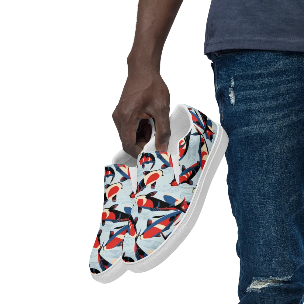 Ripple Parade on Men's Slip-On Canvas Shoes — Left Front