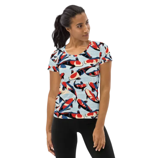 Ripple Parade on a Women's Athletic T-Shirt