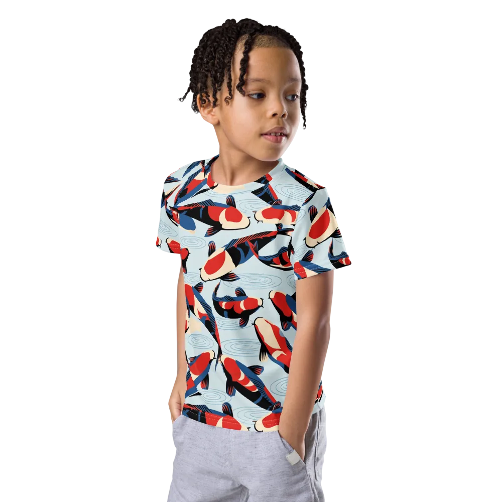 Ripple Parade on Kids Crew Neck T-Shirt — Left Front