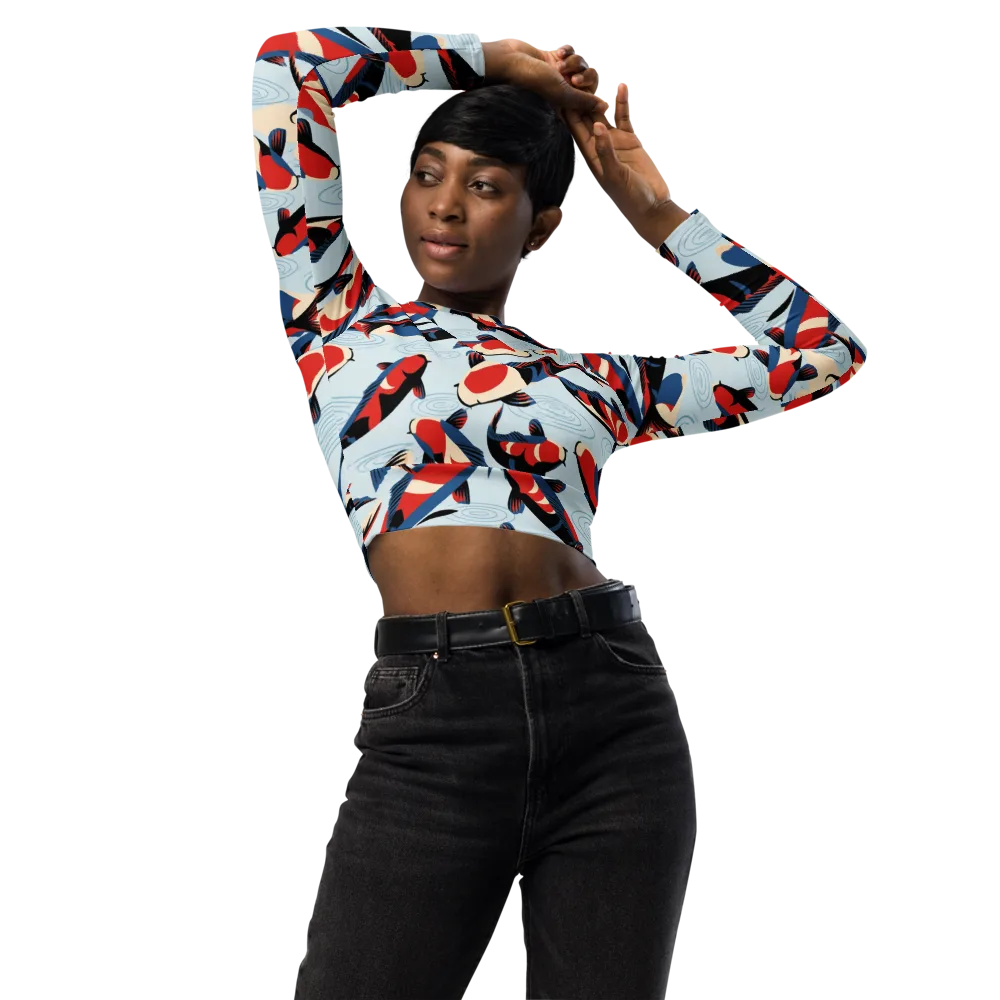 Ripple Parade on Long Sleeve Crop Top — Front
