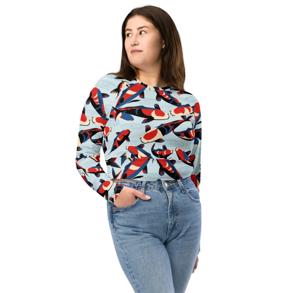 Ripple Parade on Long Sleeve Crop Top — Front
