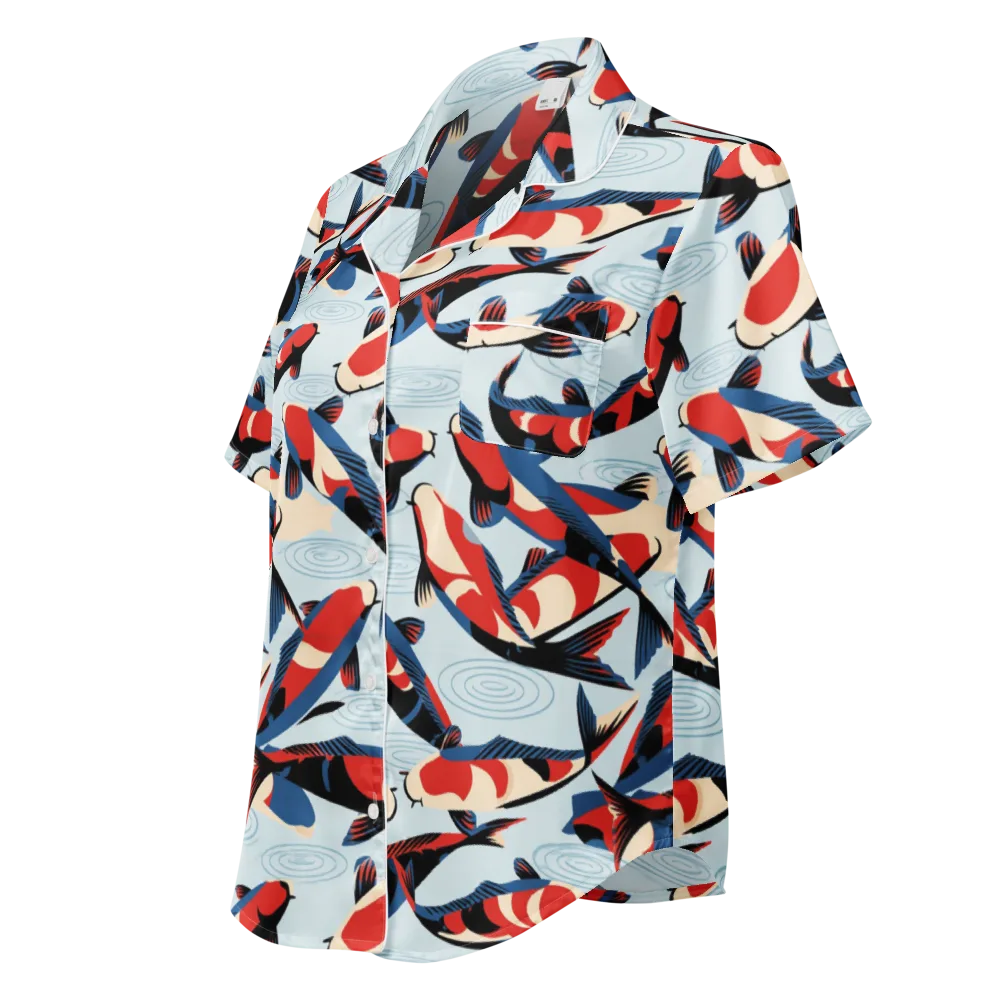 Ripple Parade on Women's Short Sleeve Pajama Top — Left Front