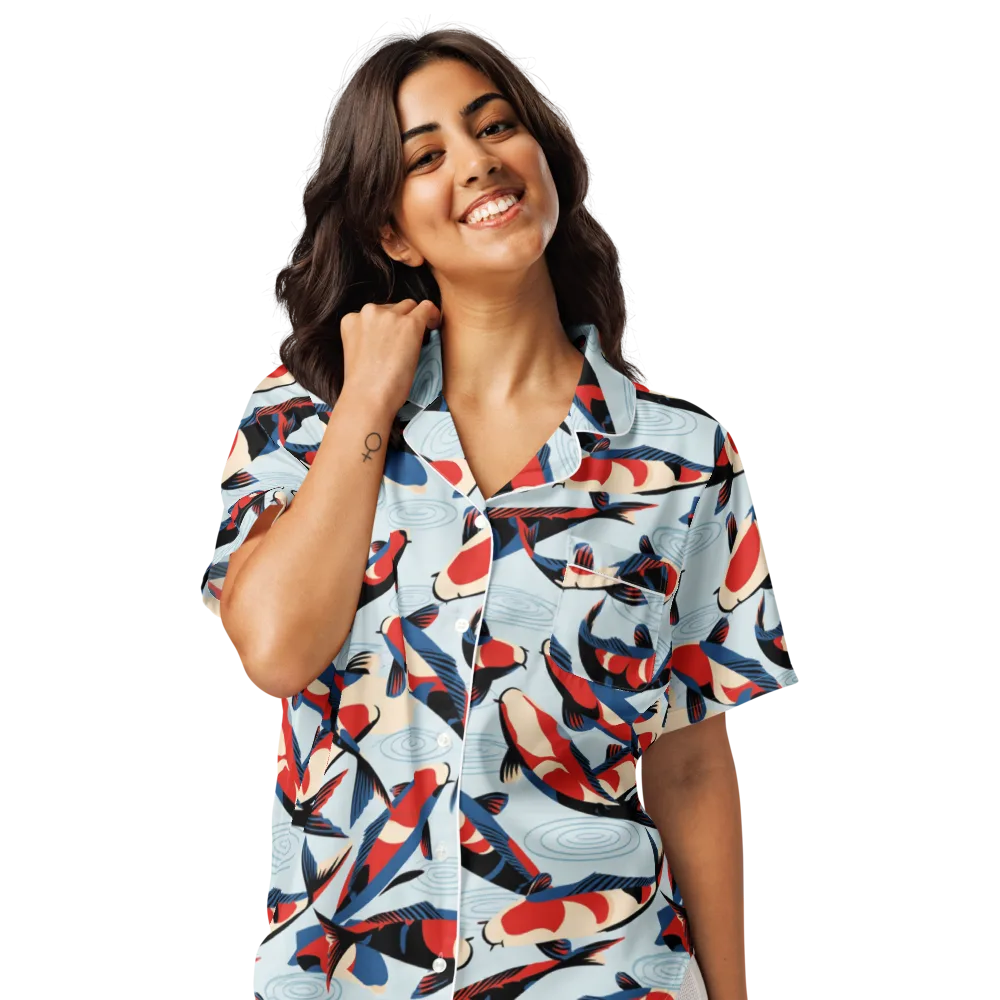 Ripple Parade on Women's Short Sleeve Pajama Top — Front