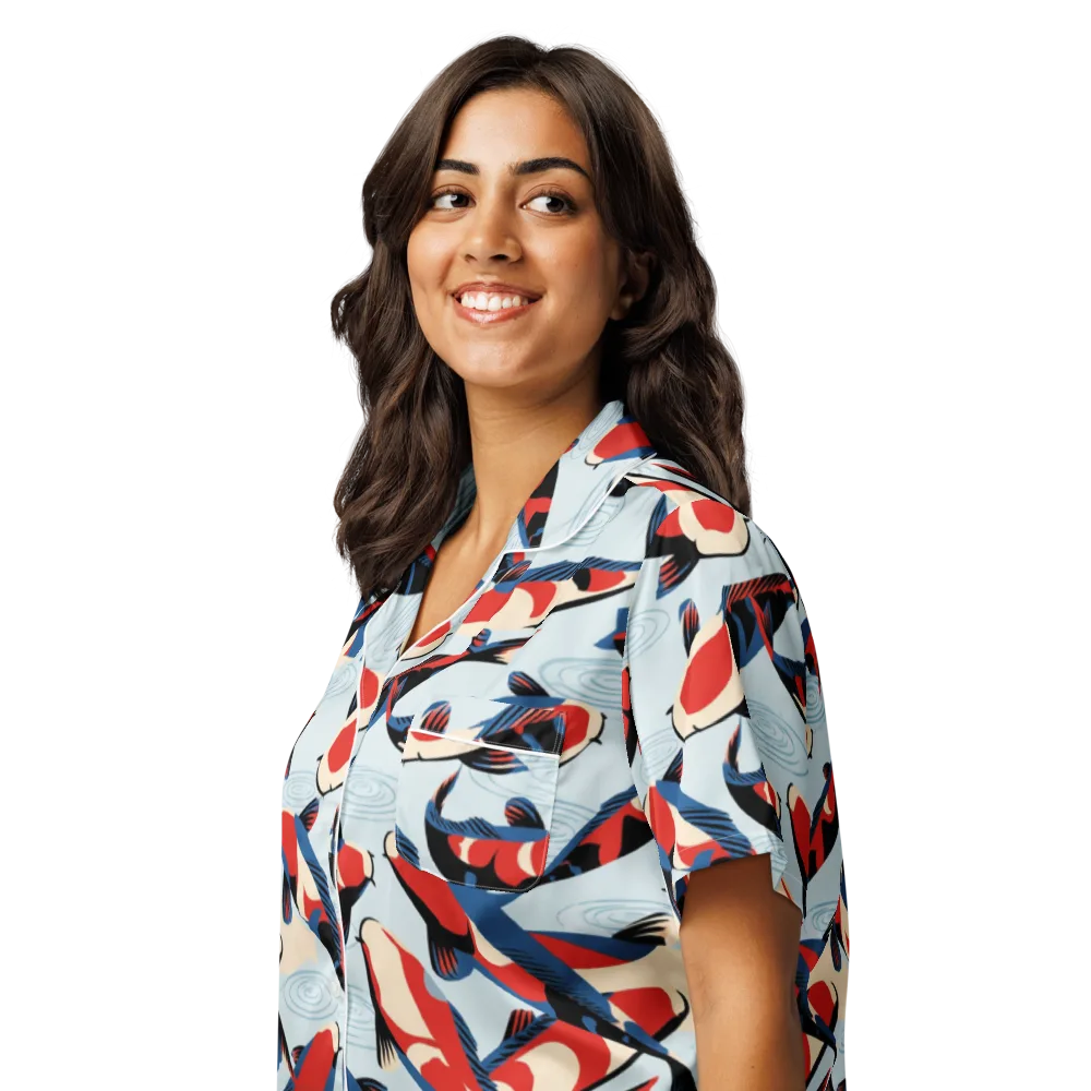 Ripple Parade on Women's Short Sleeve Pajama Top — Left Front