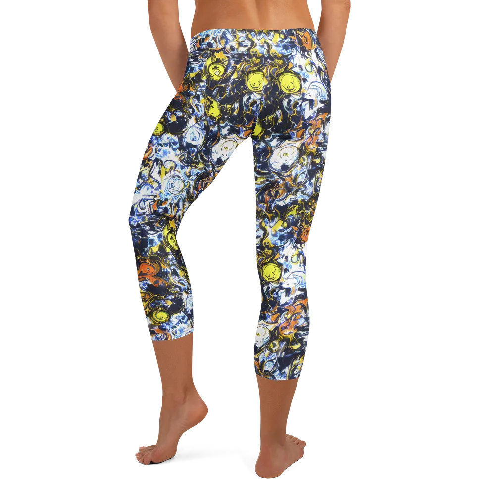 Lemon Static on Capri Leggings — Back