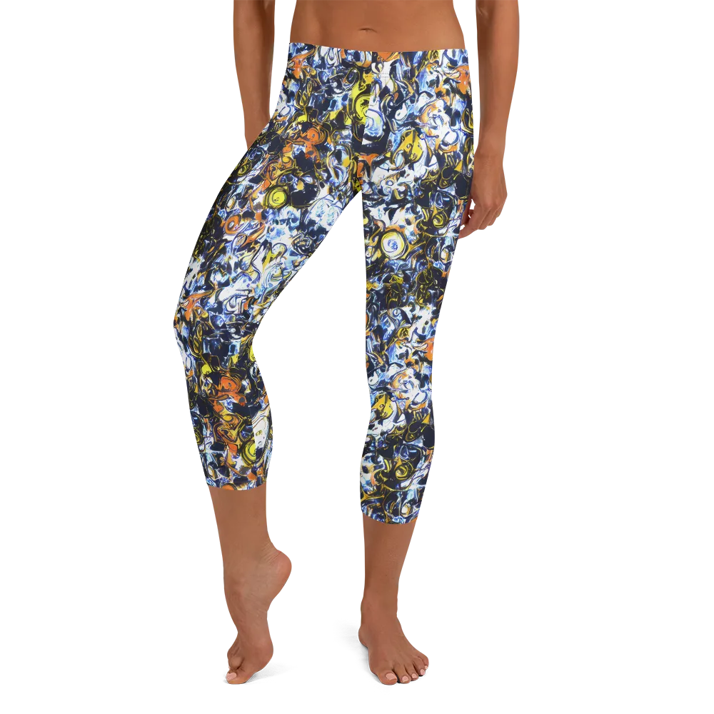 Lemon Static on Capri Leggings — Front