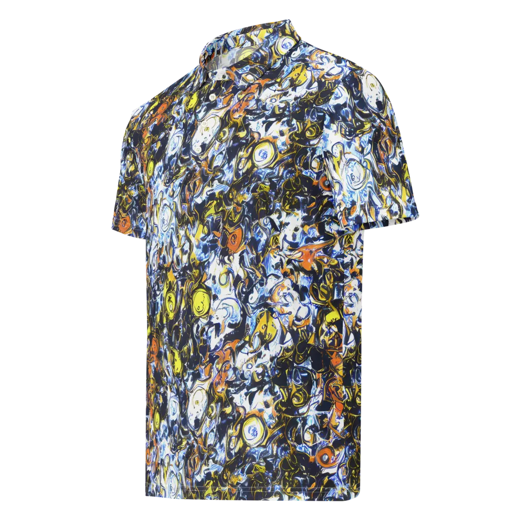 Lemon Static on Men's Slim Fit Polo Shirt — Left Front