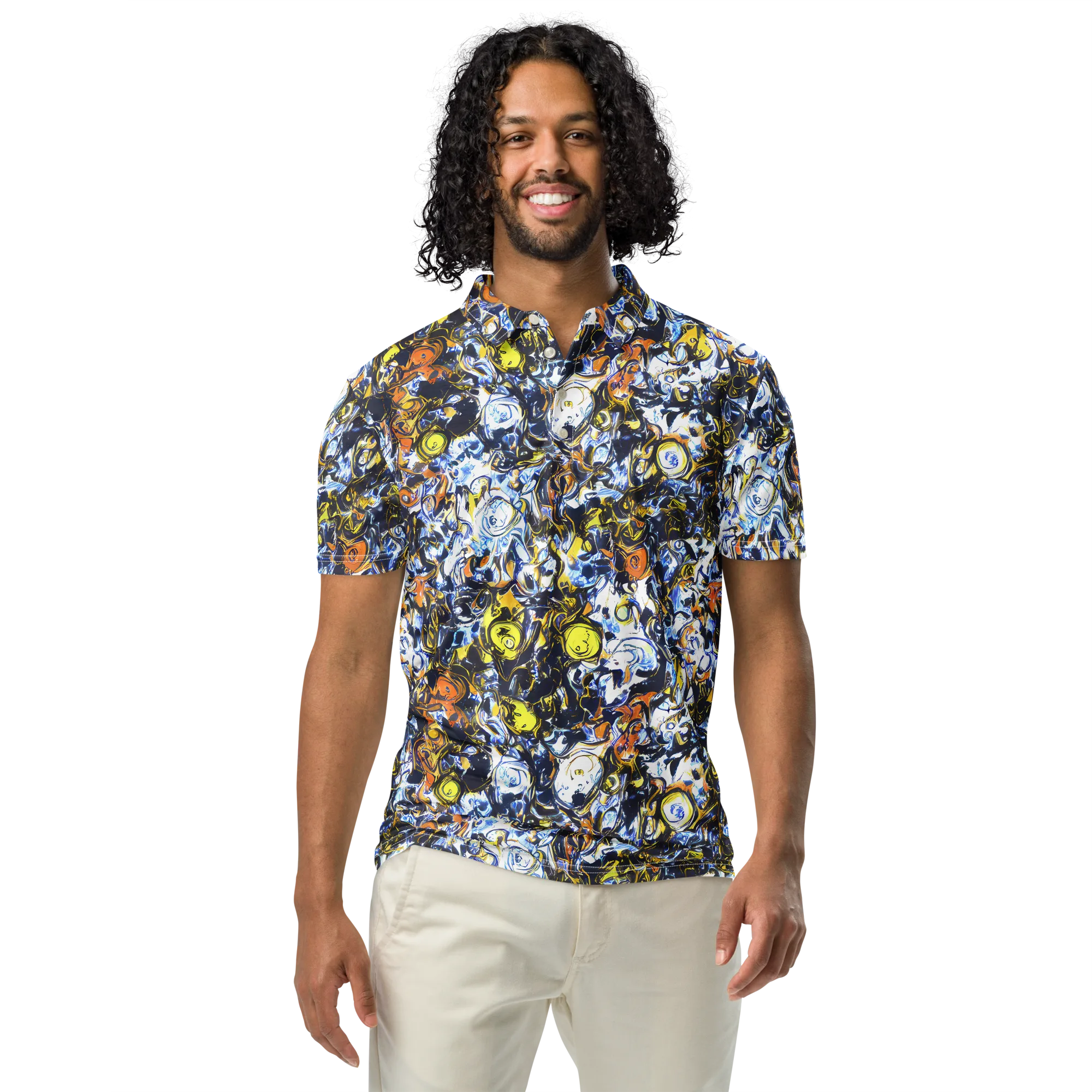 Lemon Static on Men's Slim Fit Polo Shirt — Front