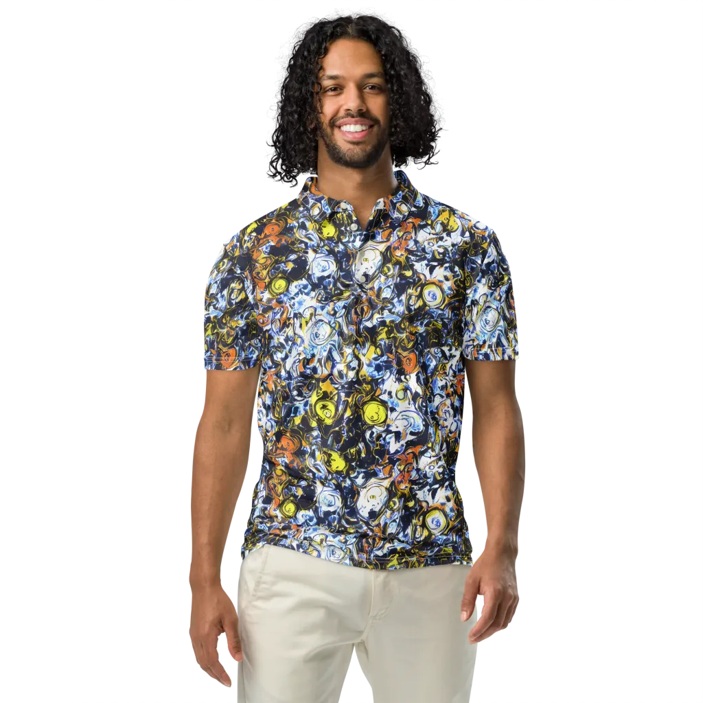 Lemon Static on Men's Slim Fit Polo Shirt — Front