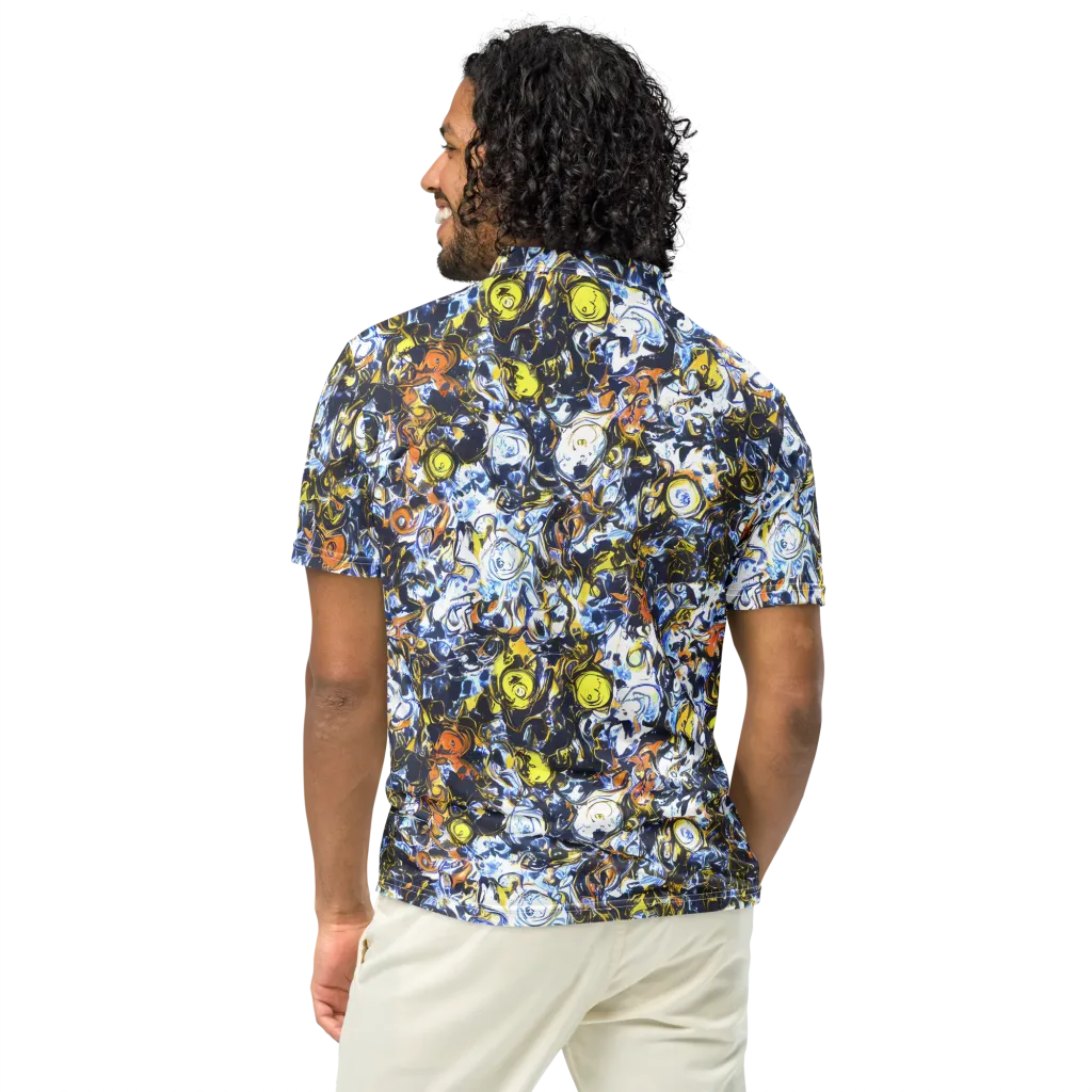 Lemon Static on Men's Slim Fit Polo Shirt — Back