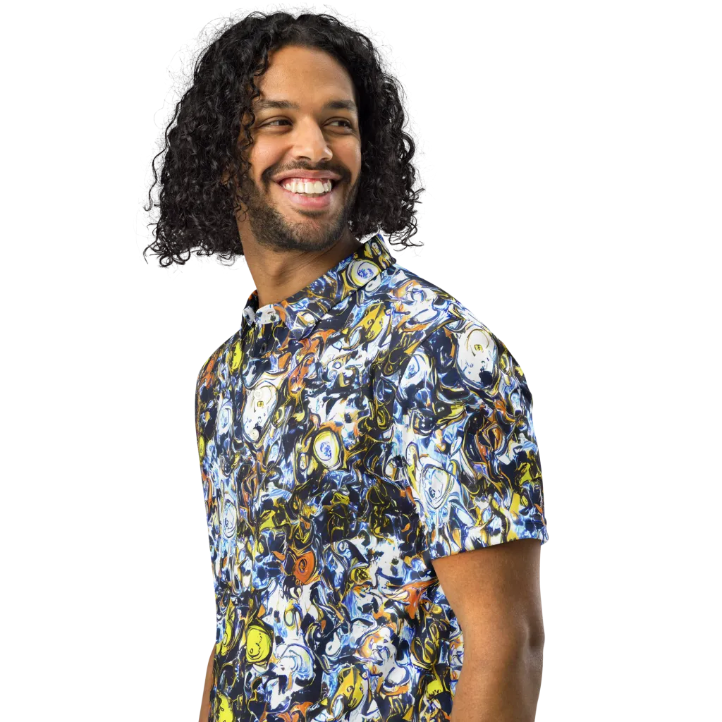 Lemon Static on Men's Slim Fit Polo Shirt — Left Front
