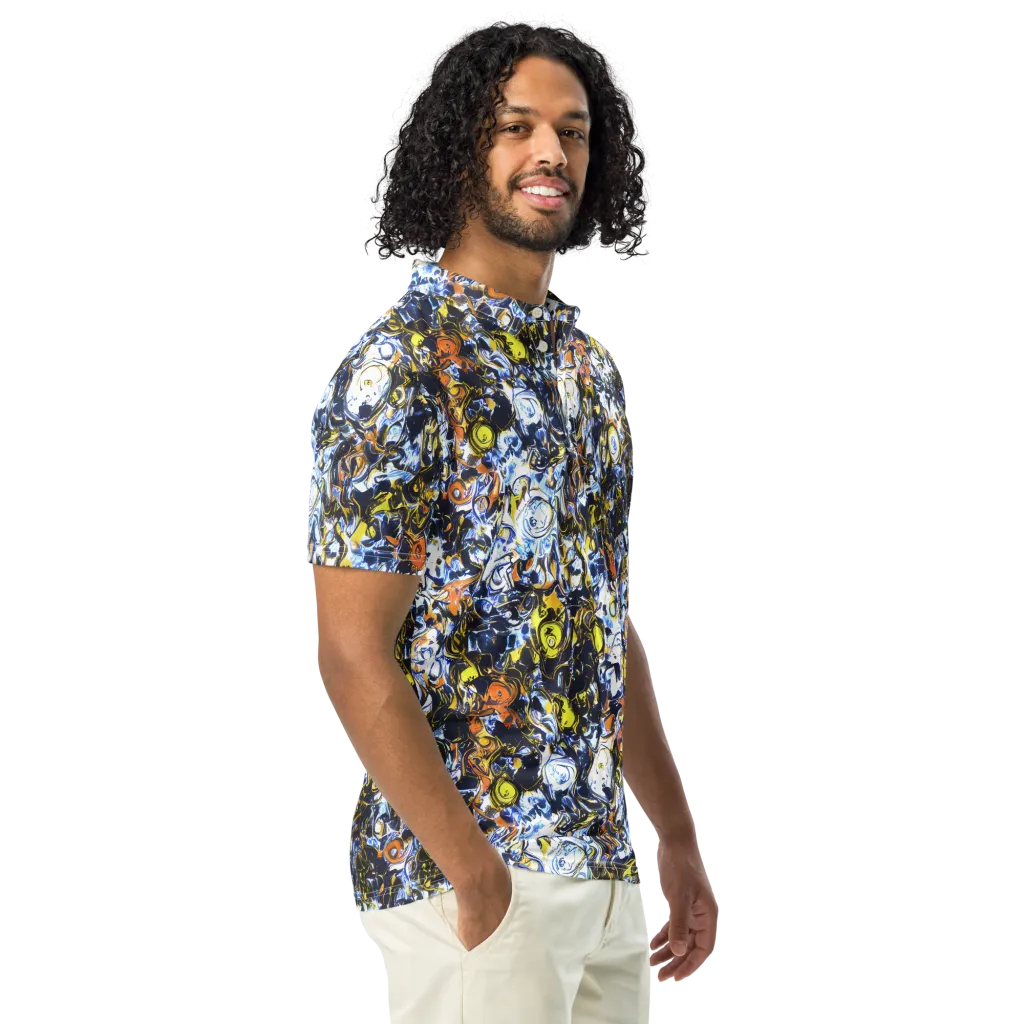 Lemon Static on Men's Slim Fit Polo Shirt — Right Front