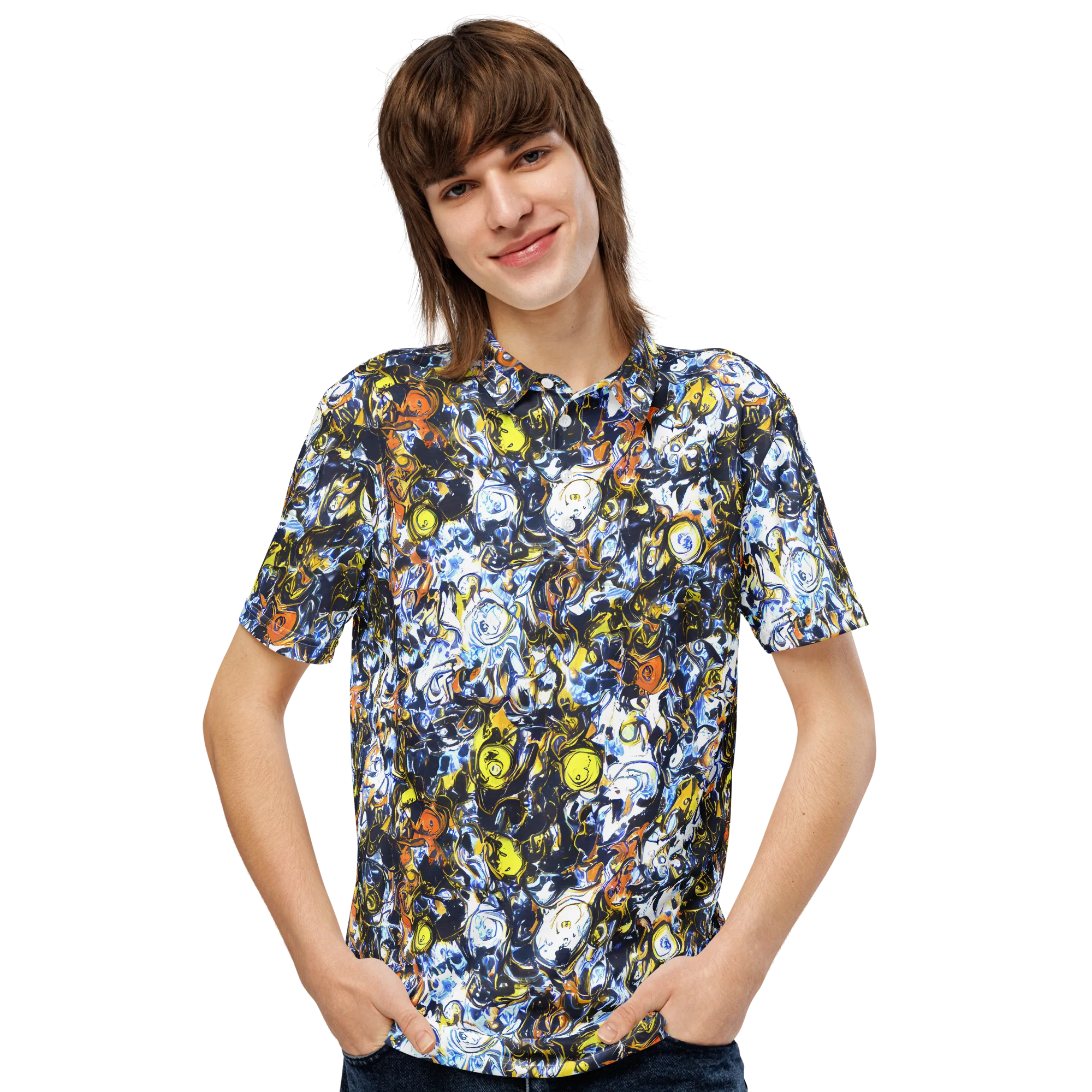 Lemon Static on Men's Slim Fit Polo Shirt — Front