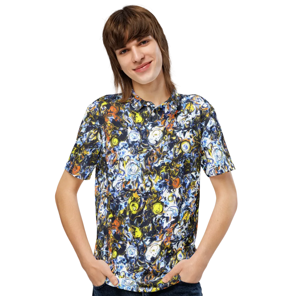 Lemon Static on Men's Slim Fit Polo Shirt — Front