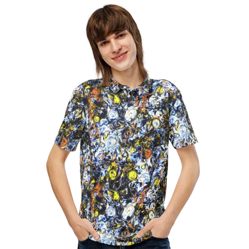Lemon Static on a Men's Slim Fit Polo Shirt