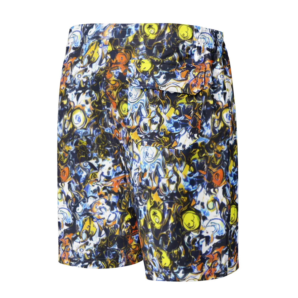 Lemon Static on Men's Board Shorts — Back