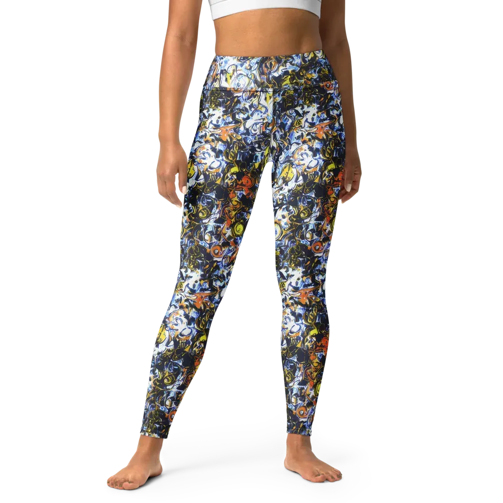 Lemon Static on Yoga Leggings — Front