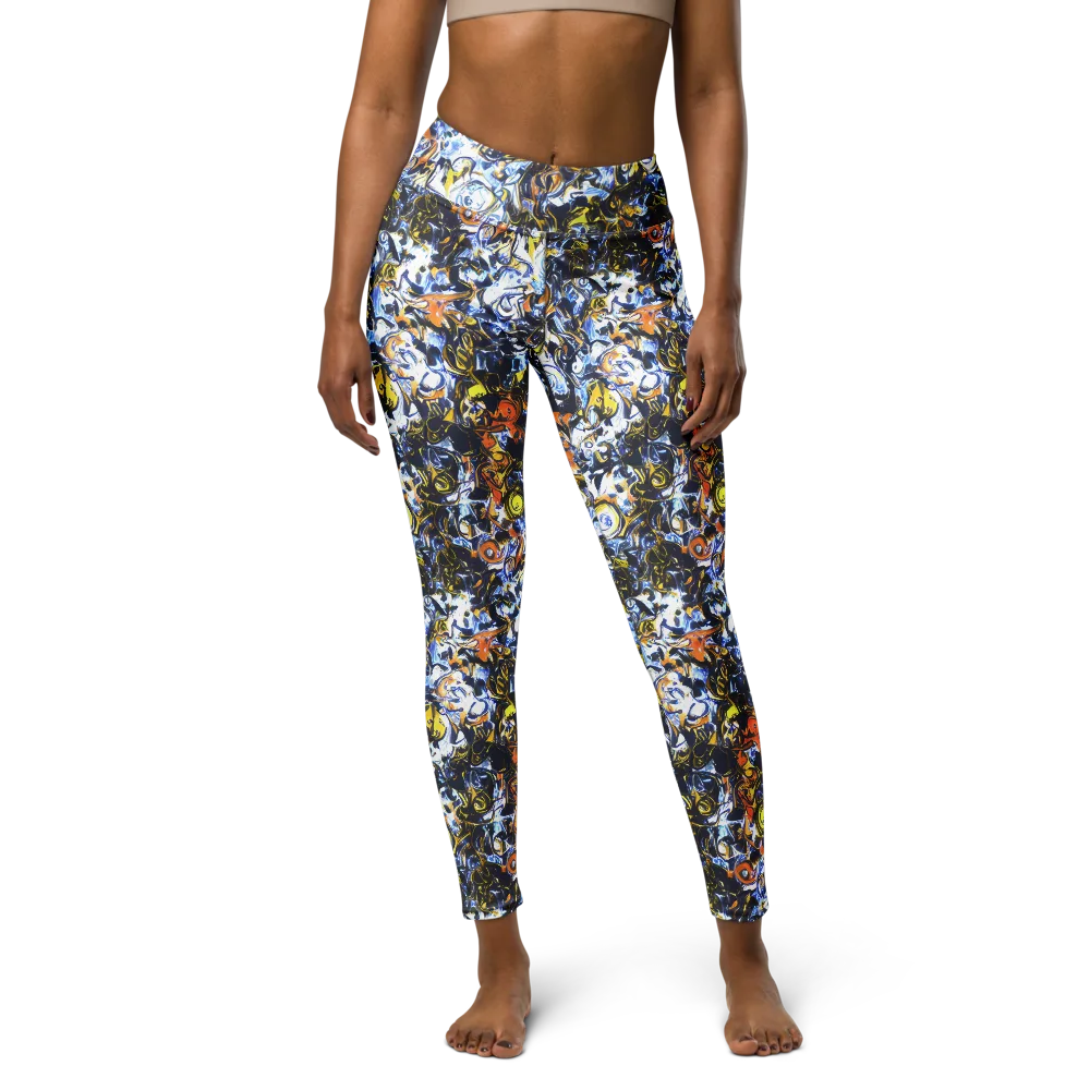 Lemon Static on Yoga Leggings — Front