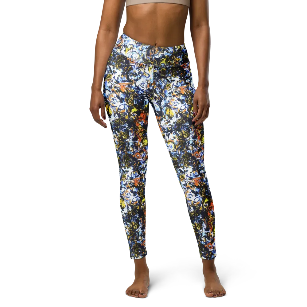 Lemon Static on Yoga Leggings — Front