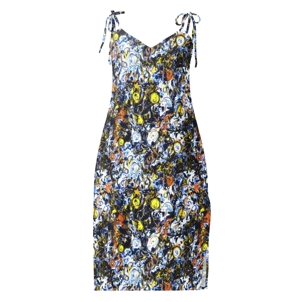 Lemon Static on Slip Dress — Front