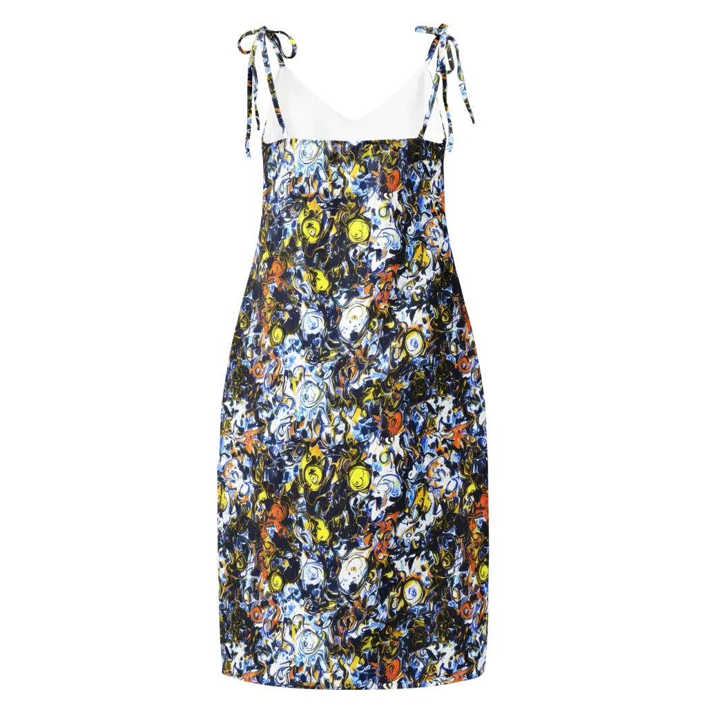 Lemon Static on Slip Dress — Back