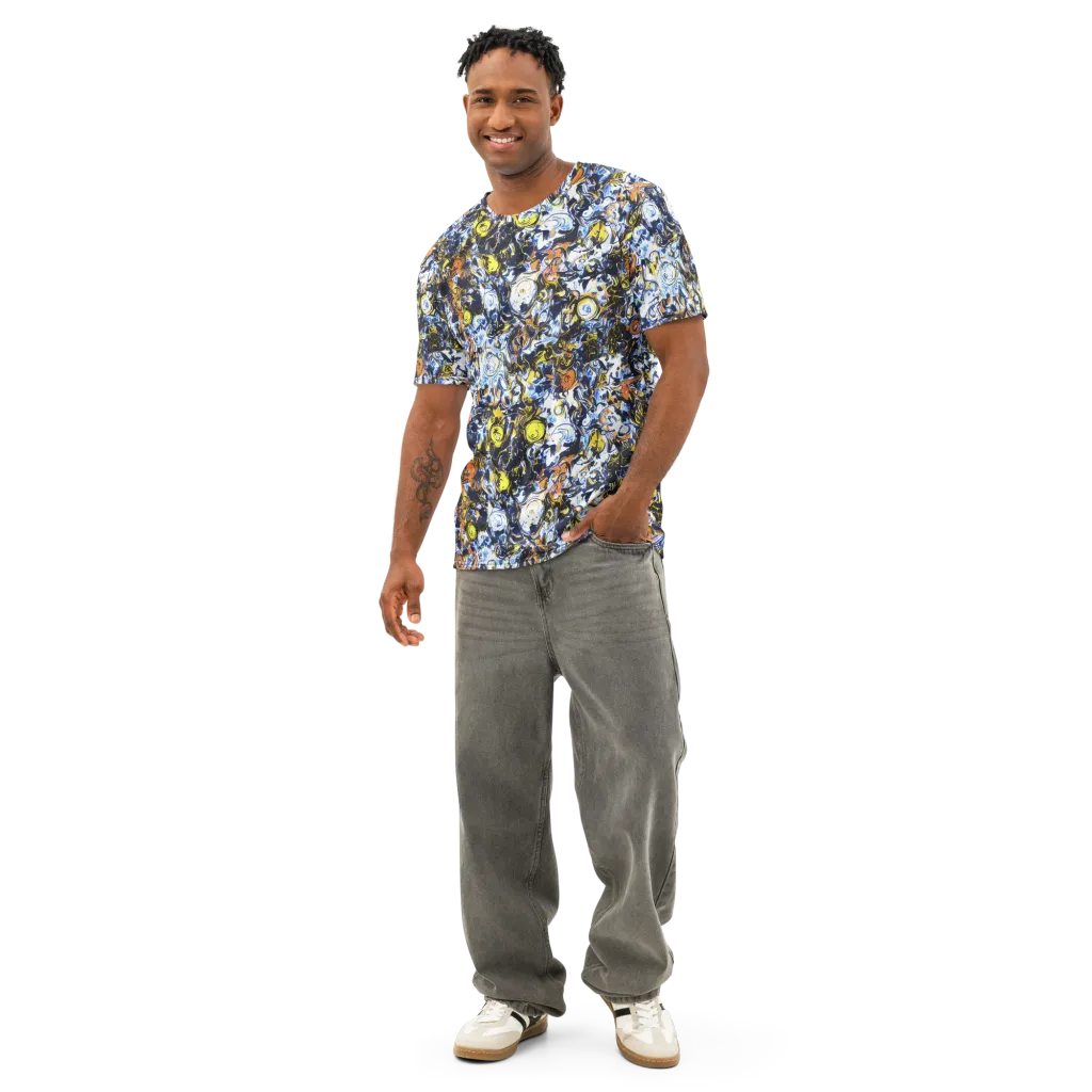 Lemon Static on Men's Cotton Crew Neck T-Shirt — Front