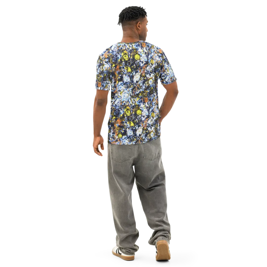Lemon Static on Men's Cotton Crew Neck T-Shirt — Back