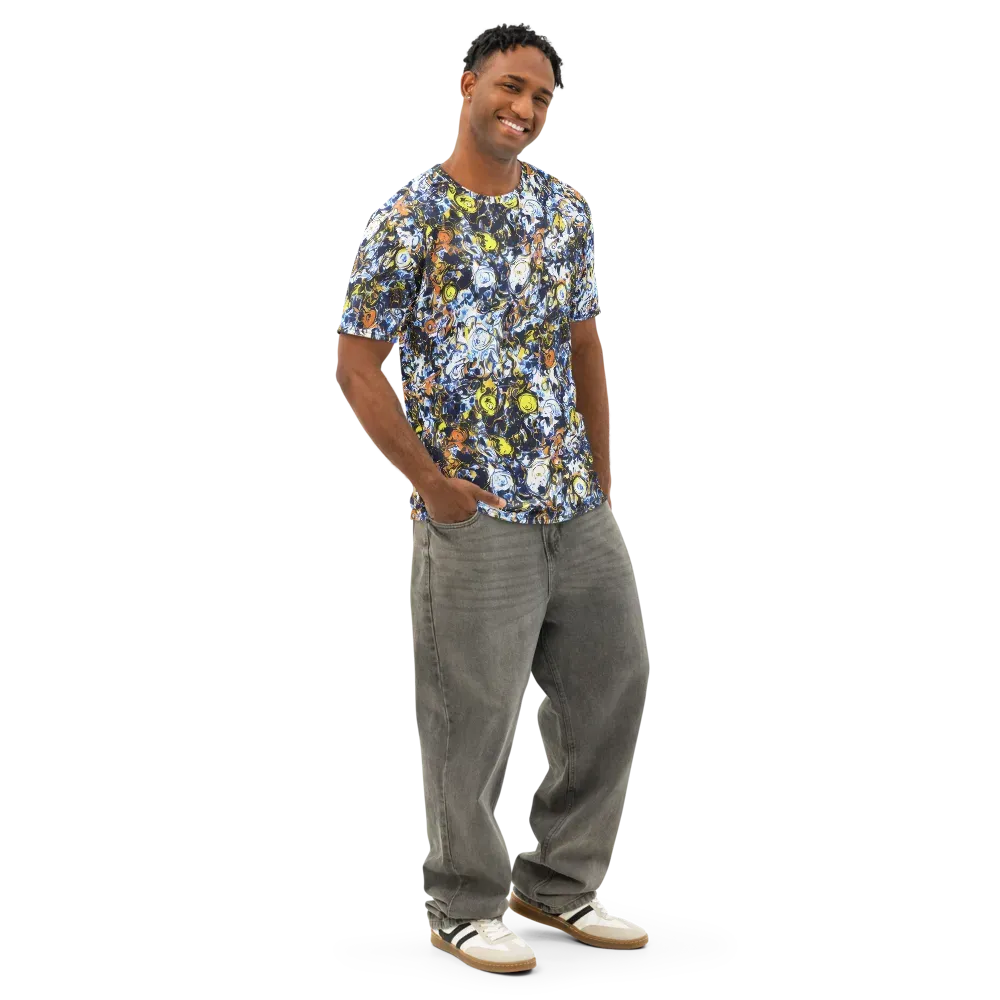 Lemon Static on Men's Cotton Crew Neck T-Shirt — Right Front