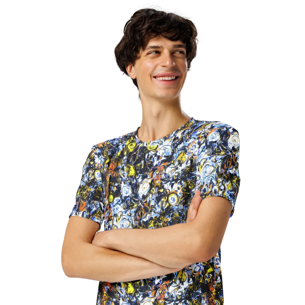 Lemon Static on Men's Crew Neck T-Shirt — Left Front