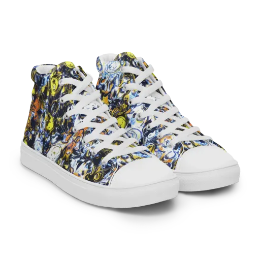 Lemon Static on a Men's High Top Canvas Shoes